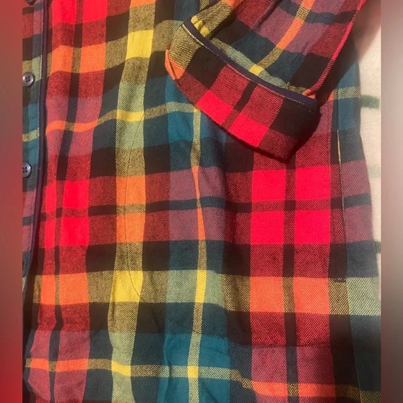 Hanna Andersson women’s Colorful Plaid flannel Button-Up nightshirt w/pockets - Picture 4 of 8